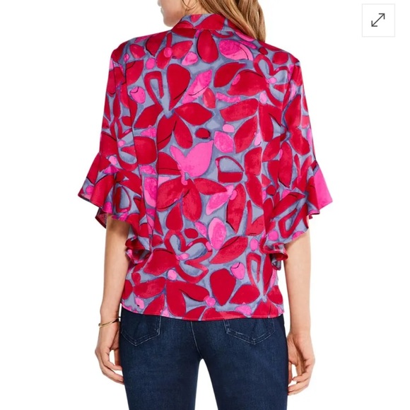 Nic + Zoe Happy Splash Floral Print Top Pink Red Purple XL with MEASUREMENTS! - Picture 5 of 15